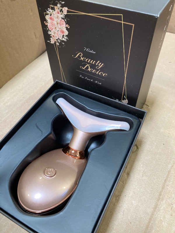 Photo 1 of ELISHINE Light Based Face-Neck-Massager - 7 Color Portable Facial Massager for Skin Care, Rose Gold
