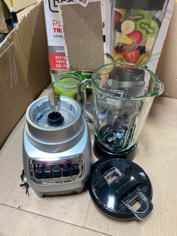 Photo 1 of BLACK+DECKER PowerCrush Countertop Blender, 6-Cup Glass Jar, For Smoothies and More, Stainless Steel Blade, 4 Speed Settings to Puree, Crush Ice, Chop, Dice, and Pulse, Dishwasher Safe, 700W Motor