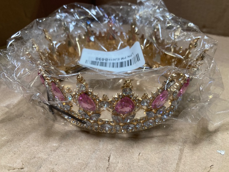 Photo 1 of Papoopy Crown for Women, Queen Crown Tiara for Princess Party (Gold Pink)