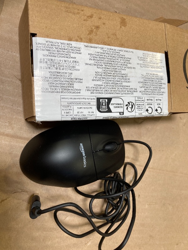 Photo 1 of Amazon Basics 3-Button USB Wired Mouse with Scrolling and Tracking - Standard, Black