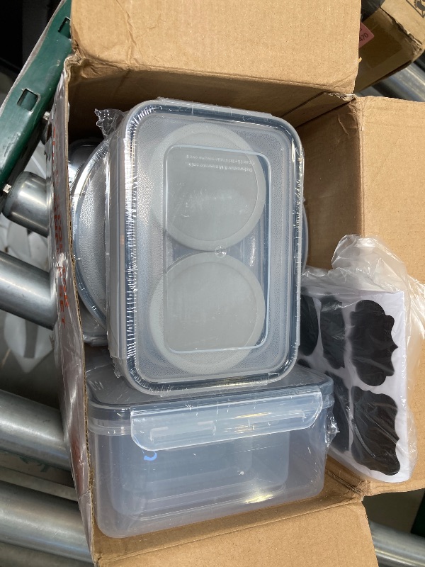 Photo 1 of 21 PCS Food Storage Containers with Lids (21 Containers & 21 Lids) - Reusable Plastic Food Containers for Kitchen Storage and Organization BPA-Free Leakproof Meal Prep Container with Labels & Pen