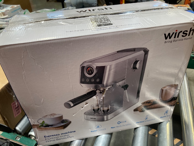 Photo 1 of wirsh Espresso Machine,20 Bar Semi-Automatic Espresso Maker with Pressure Gauge, Steam Wand, Stainless Steel Expresso Coffee Machine for Espresso/Latte/Cappuccino, Touch Screen,Home Barista Plus