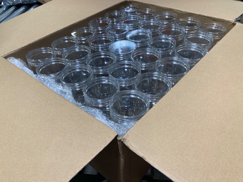 Photo 1 of Sliner 60 Pcs 8 oz Plastic Jars with Lids Clear Round Leakproof Storage Containers Empty Refillable Plastic Mason Jars for Travel Storage Face Creams Kitchen Household Food Spice (Clear And Black)