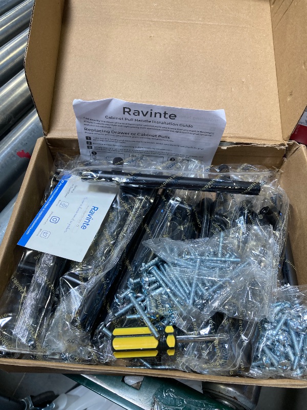 Photo 1 of Ravinte 30 Pack 4 inch Hole Center Black Cabinet Pulls Kitchen Cabinet Handles 6-3/8" Overall Length Matte Black Hardware for Cabinet