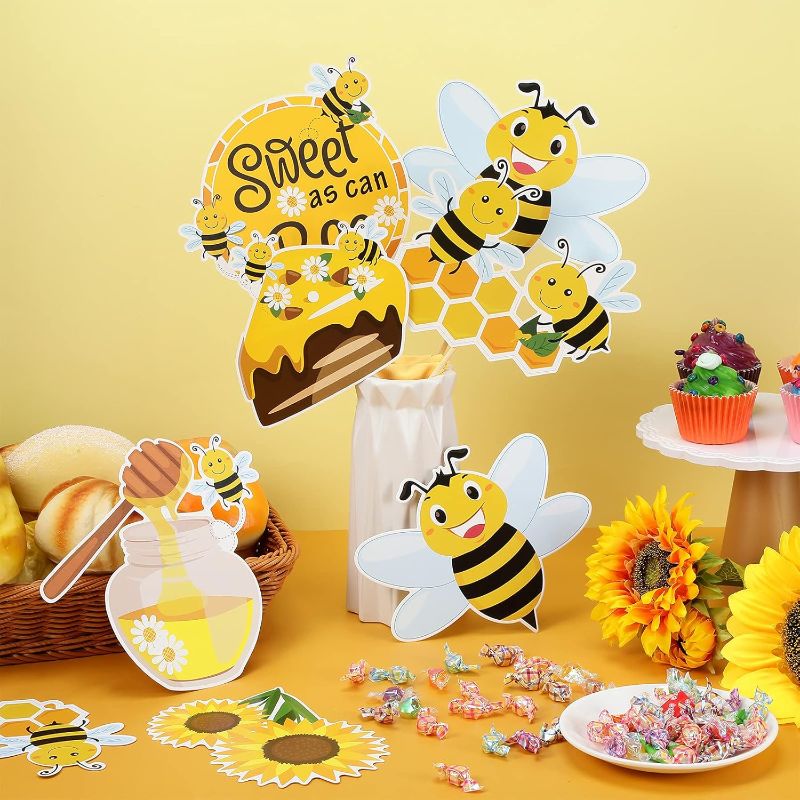 Photo 1 of   Bee Baby Shower Centerpieces Sticks Honey Bee Decorations Table Toppers Themed Party Supplies Birthday Party Gender Reveal Photo Props