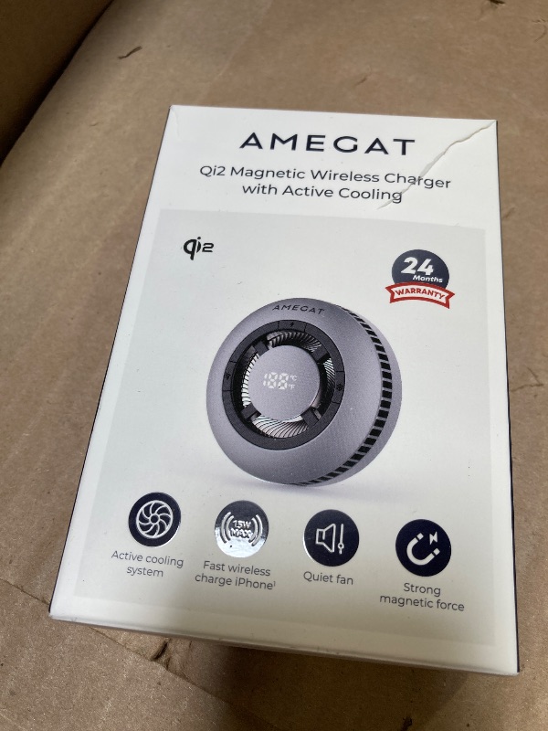 Photo 1 of AMEGAT Wireless Charging Pad, Qi2 Certified Charger 15W Ultra-Fast Charging with Cooling System, Phone Cooler for Gaming Compatible with MagSafe, Magnetic Charger for iPhone 16/15/14/13/12 Series