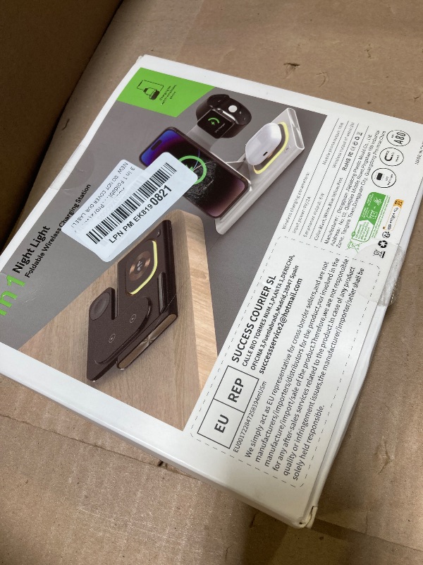 Photo 1 of 3 in 1 Foldable Charging Station for Apple Products,Fast Wireless Charger Travel Dock Adapter&Light for iPhone 16/15/14/13/12/11/X/XS,for iWatch 10/9/8/7/Ultra2/Ultra/SE,for AirPods 4/3/2/Pro/2(White)