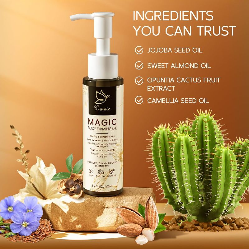 Photo 1 of  Magic Body Firming Oil, 3.38 FL OZ, Korean Skin Care Post-Shower Body Oil for Women – With 767,000ppm Jojoba Oil,to Tighten, Hydrate & Nourish Dry Skin, Lightweight & Non-Greasy for Full Body Use
