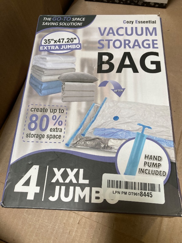Photo 1 of 4 Pack XXL Jumbo Vacuum Storage Bags, Extra Large Vacuum Seal Bags for Comforters, Bedding, Blanket Storage, Giant Space Saver Bags for Huge Stuffed Toy(47.2x35 in)