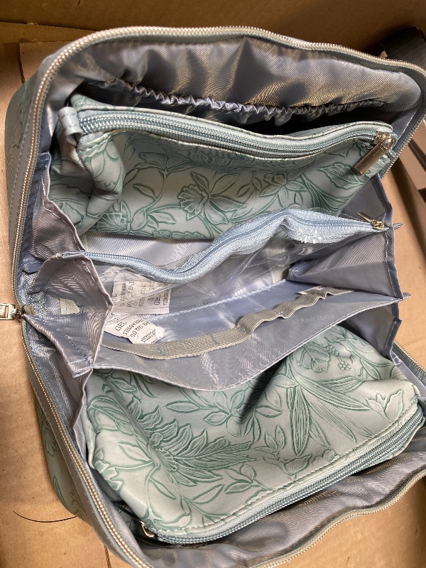 Photo 1 of BOYATU Travel Makeup Bags Cosmetic Organizer Bag: 3-Set Large Capacity Make up Bag - PU Leather Toiletry Bags for Women - Wide Open Portable Pouch with Divider & Handle (01-Light Blue)