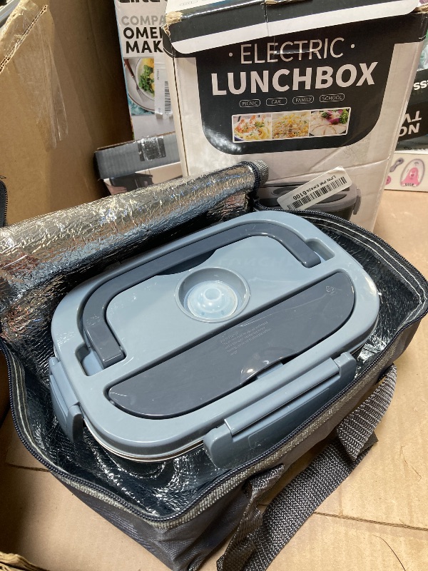 Photo 1 of Vabaso Electric Lunch Box for Adults, 80W Heated Lunch Box with 2 Stainless Steel Container, 1.5L Portable Food Warmer for Work Men Car Truck, 110V/12V/24V/220V