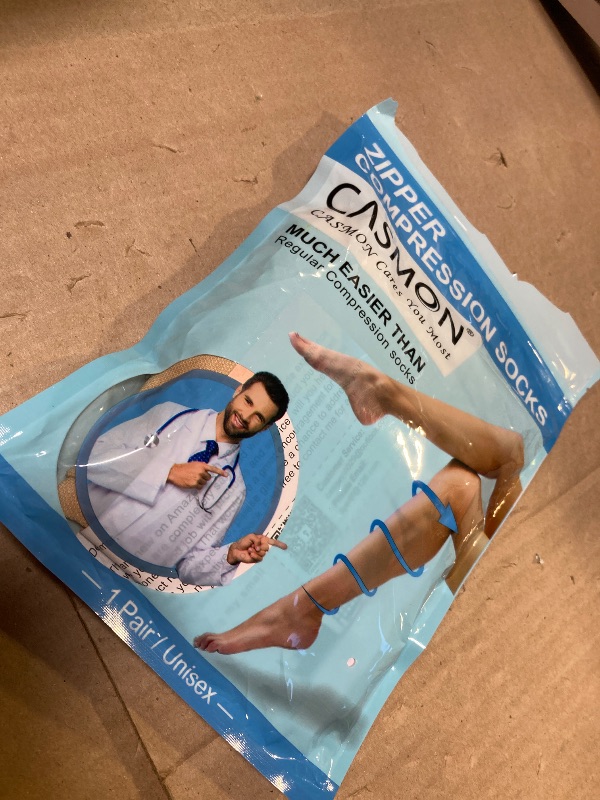 Photo 1 of CASMON 15-20mmHg Zipper Compression Socks for Women and Men, Knee High Compression Stockings, Medical Closed Toe Support Socks for Varicose Veins, Post-Surgery, Swelling, Nurses, Pregnancy (1 Pair)
