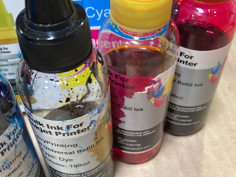 Photo 1 of JoyPrinting Ink Refill Kit for HP Printer Cartridges HP 67 67XL 60 61 62 63 65 65XL 910 950 951 952 962 932 933 920 901 902 Refillable Ink Cartridges CISS System (100ml, Black, Cyan, Magenta, Yellow)