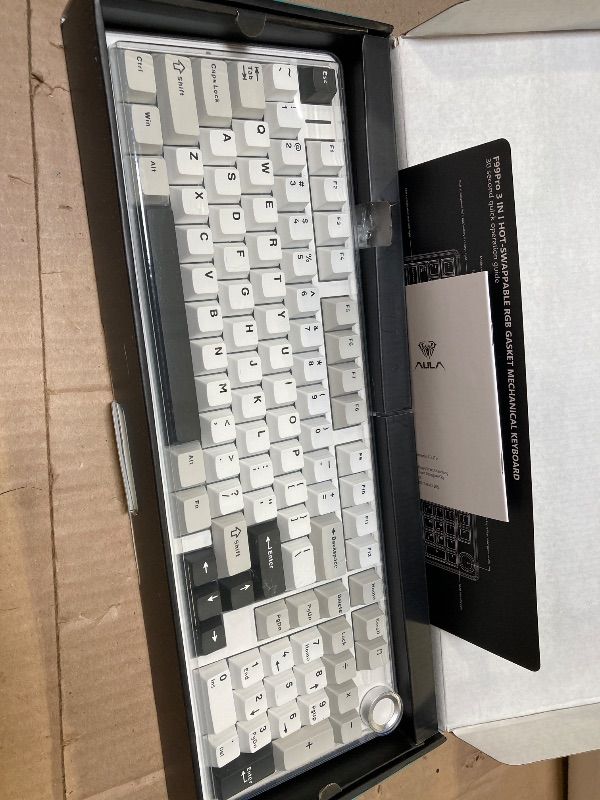 Photo 1 of MechLands Aula F99 PRO 96% Mechanical Gaming Keyboard, BT5.0/USB-C/2.4GHz Wireless, Hot Swappable Gasket Custom Keyboard with 8000mAH Battery, Rotary Knob, RGB Backlit for Win/Mac (White Grey)