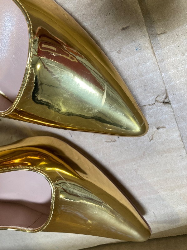 Photo 1 of 9---Elisabet Tang Women Pumps, Pointed Toe High Heel 4.7 inch/12cm Party Stiletto Heels Shoes Gold Size 9