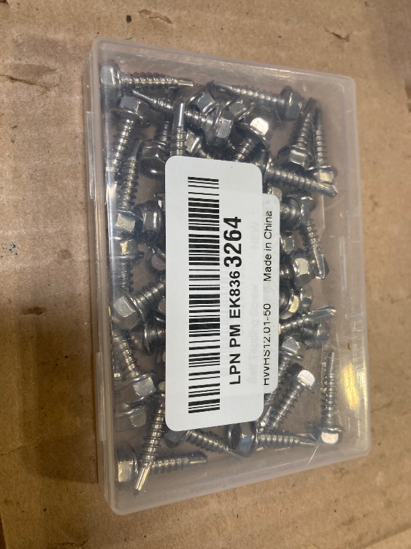 Photo 1 of #12 x 1" (1/2" to 3" Available) Hex Washer Head Self Drilling Sheet Metal Screws with Drill Point, Stainless Steel 410, 30PCS