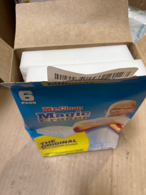 Photo 1 of Mr. Clean Magic Eraser Original Cleaning Pads, Multi Purpose Cleaner, Bathroom Cleaning Supplies, All Purpose Cleaner, White, 6 Count