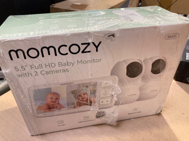 Photo 1 of Momcozy Baby Monitor with 2 Cameras 5.5" 1080P Full HD Split Screen Video Baby Monitor with Camera and Audio, No WiFi 5000mAh Battery, ECO, VOX, Clear Night Vision 1640ft Range (SD Card not Included)