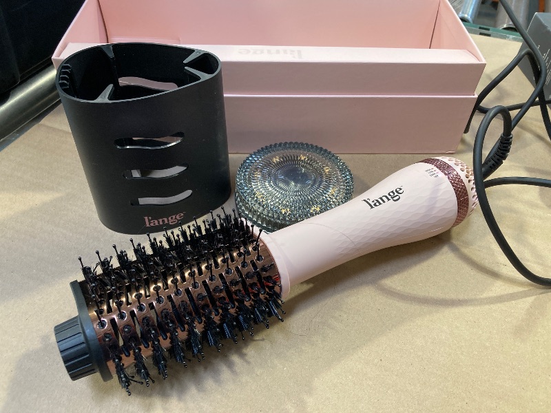 Photo 1 of L'ANGE HAIR Le Volume Elevé 65MM 2-in-1 Titanium Brush Dryer | Dry and Style | Unique Teardrop Shape Barrel | 3 Heat Settings | 360° Vented Airflow | Ionic Technology for Frizz-Free Styling (Blush)