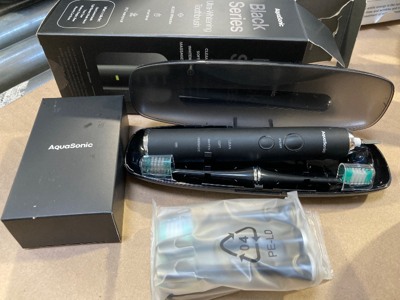 Photo 1 of Aquasonic Black Series Ultra Whitening Toothbrush – ADA Accepted Electric Toothbrush- 8 Brush Heads & Travel Case – 40,000 VPM Electric Motor & Wireless Charging - 4 Modes w Smart Timer