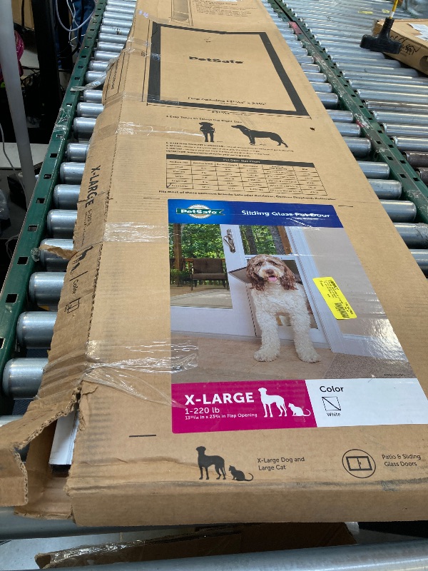 Photo 1 of PetSafe Doggy Door for Sliding Glass Doors, Adjustable Height 75 7/8" to 81", No-Cut DIY Install, Aluminum Panel, Ideal for Renters, for Extra Large Dogs Up to 220 lb., (White, X-Large)