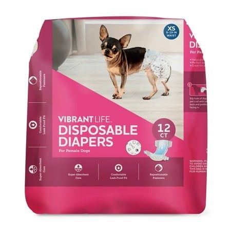 Photo 1 of Vibrant Life Disposable Dog Diapers for Female Dogs XS 12 Count
