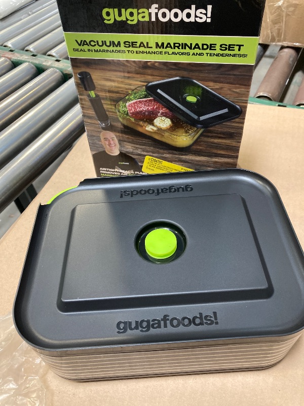 Photo 1 of Guga Foods Vacuum Seal Marinade Container Set, Air Sealed Pump, Removes Air for Quick Marination, Barbecue & Grilling Marinator