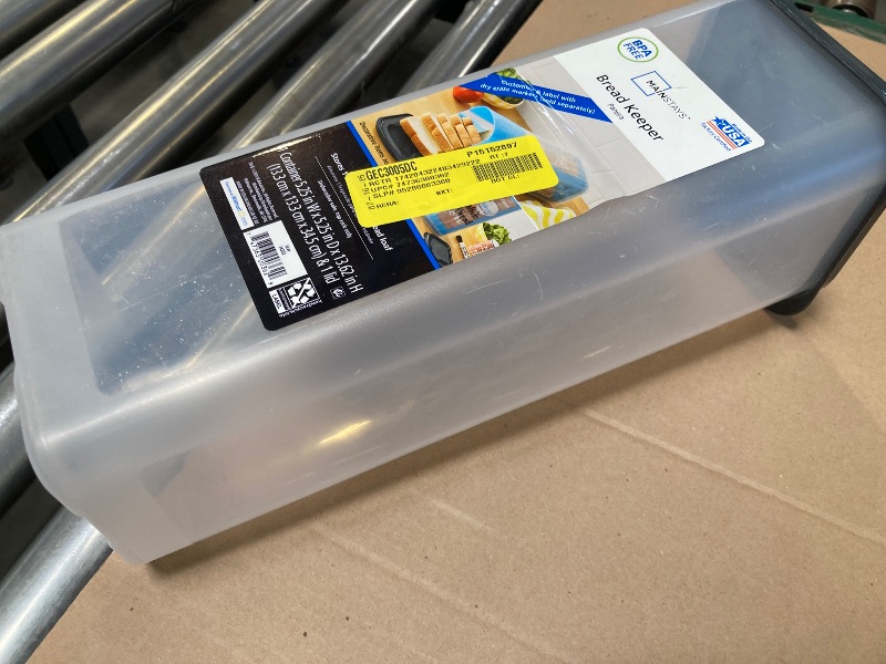 Photo 1 of Mainstays Bread Plastic Storage Keeper Clear with Gray Lid (1 Each) 5.25 X 5.25 X 13.62
