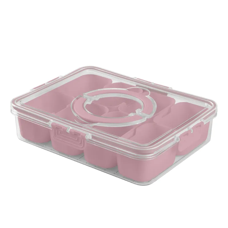Photo 1 of 2pcs--Cook With Color 8-Compartment Snackle Box, Charcuterie Container, Divided Serving Tray with Lid & Handle