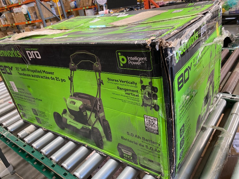 Photo 1 of Greenworks Pro 21-Inch 80V Self-Propelled Cordless Lawn Mower,  Black, Green
