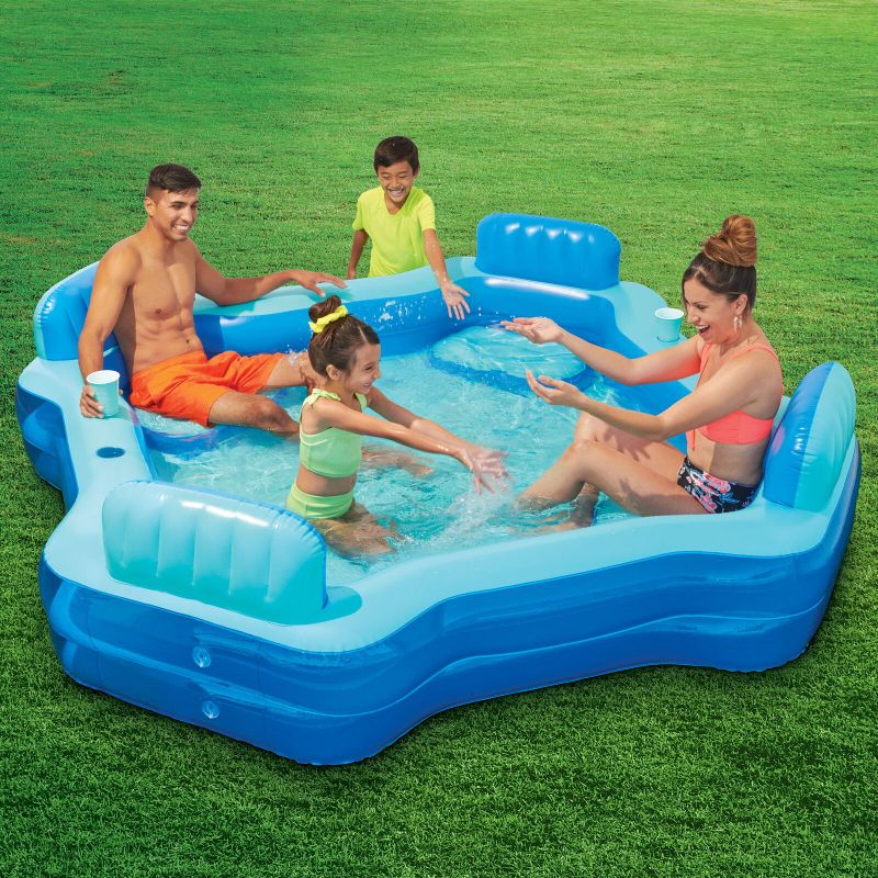 Photo 1 of Bluescape Blue Deluxe Comfort Inflatable Family Swimming Pool 4 Seats Square Age 6 & up