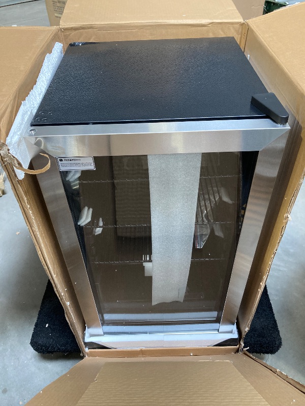 Photo 1 of Simzlife Beverage Refrigerator and Cooler with Glass Door for Home, 17.3 in D, 31.3 in H, Silver
