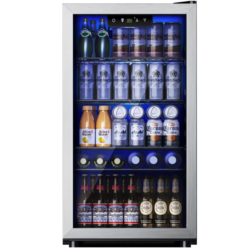 Photo 1 of Simzlife Beverage Refrigerator and Cooler with Glass Door for Home, 17.3 in D, 31.3 in H, Silver