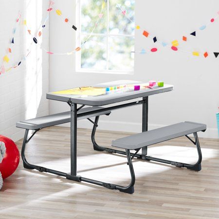 Photo 1 of Your Zone Folding Kid S Picnic Activity Table for Ages 3-8 Gray
