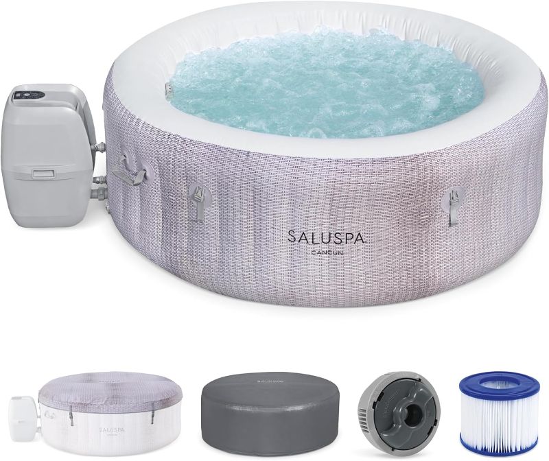 Photo 1 of Bestway SaluSpa Cancun 2-4 Person Inflatable Hot Tub, Round Energy-Efficient Portable Spa with 120 AirJets, 71" x 26"