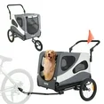 Photo 1 of VEVOR Dog Bike Trailer, Supports up to 100 lbs, 2-in-1 Pet Stroller Cart Bicycle Carrier, Easy Folding Cart Frame with Quick Release Wheels, Universal Bicycle Coupler, Reflectors, Flag, Black/Gray