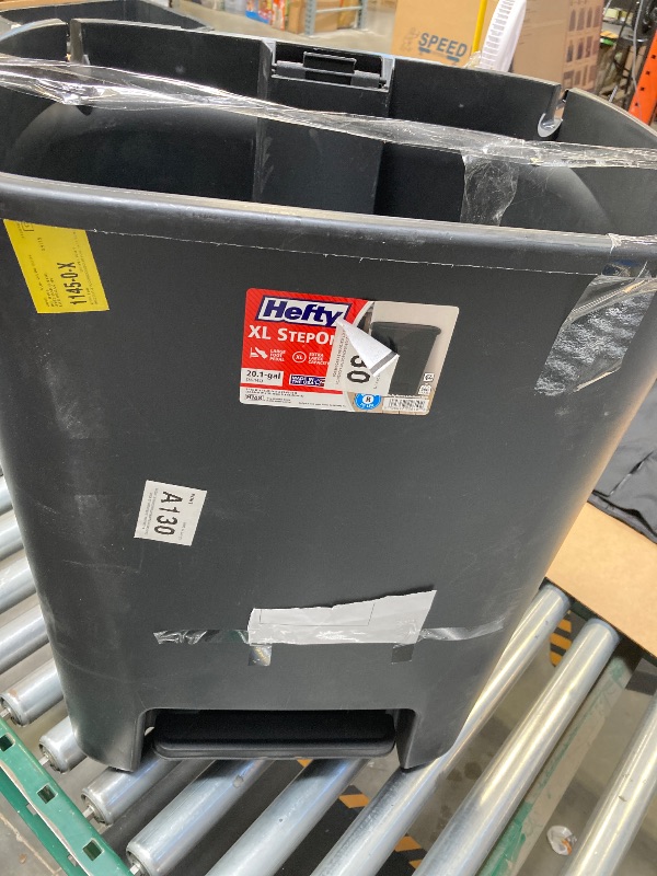 Photo 1 of *Missing LID*Hefty 20gal XL Step Trash Can Black: Polypropylene Rectangle Kitchen Garbage Can with Removable Lid
