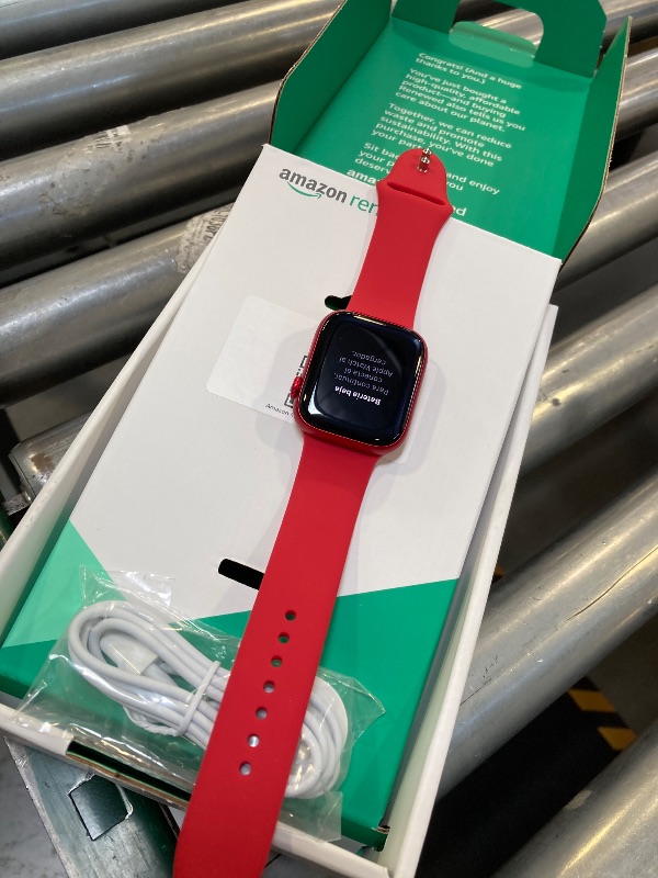 Photo 1 of Apple Watch Series 9 [GPS, 45mm] (PRODUCT)RED Aluminum Case with (PRODUCT)RED Sport Band, M/L (Renewed Premium)