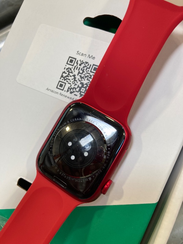 Photo 1 of Apple Watch Series 9 [GPS, 45mm] (PRODUCT)RED Aluminum Case with (PRODUCT)RED Sport Band, M/L (Renewed Premium)