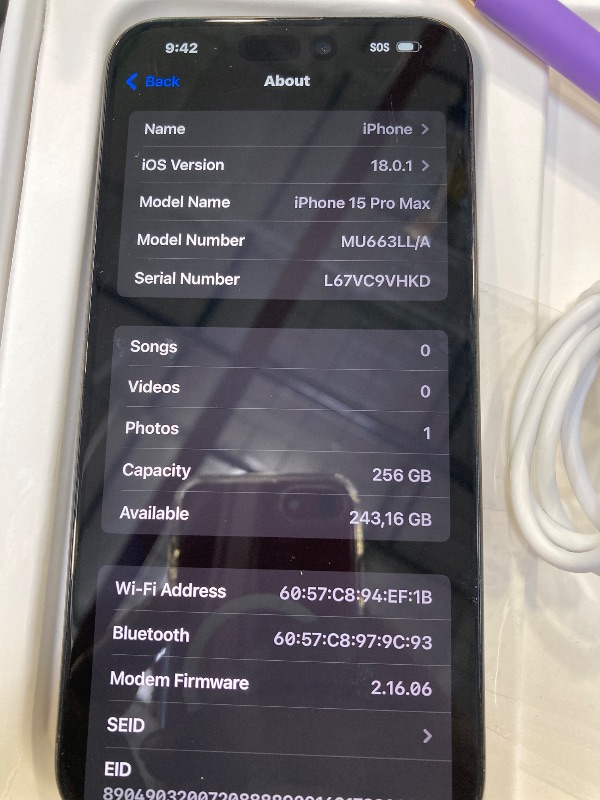 Photo 1 of Apple iPhone 15 Pro Max, 256GB, Black Titanium - Unlocked (Renewed Premium)