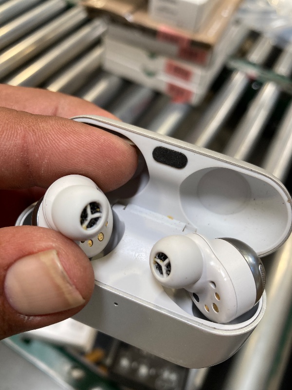 Photo 1 of Used-Needs cleaning--Technics Reference Class Hi-Fi Wireless Earbuds, Dolby Atmos with Head Tracking, Adaptive Noise Cancelling, 3 Device Multipoint, 10-hr Battery, Wireless Charging, Improved Fit - EAH-AZ100-S (Silver)