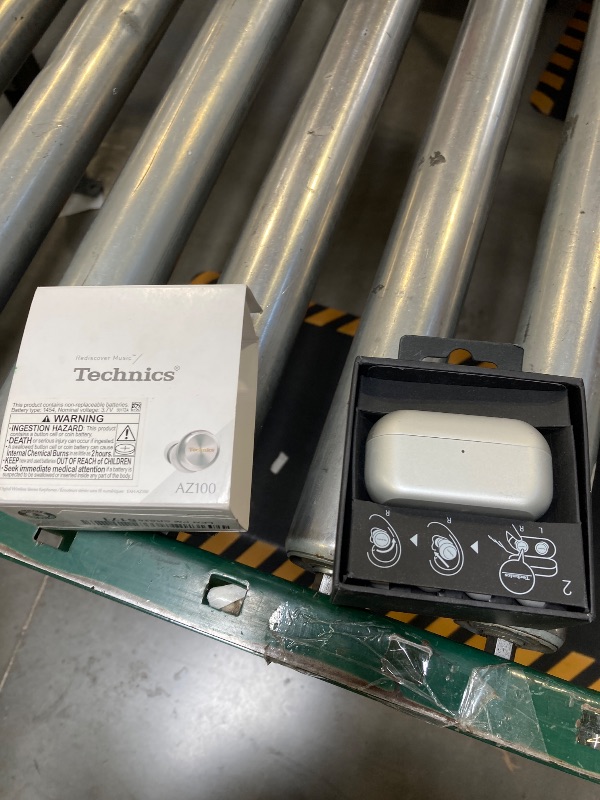 Photo 1 of Used-Needs cleaning--Technics Reference Class Hi-Fi Wireless Earbuds, Dolby Atmos with Head Tracking, Adaptive Noise Cancelling, 3 Device Multipoint, 10-hr Battery, Wireless Charging, Improved Fit - EAH-AZ100-S (Silver)