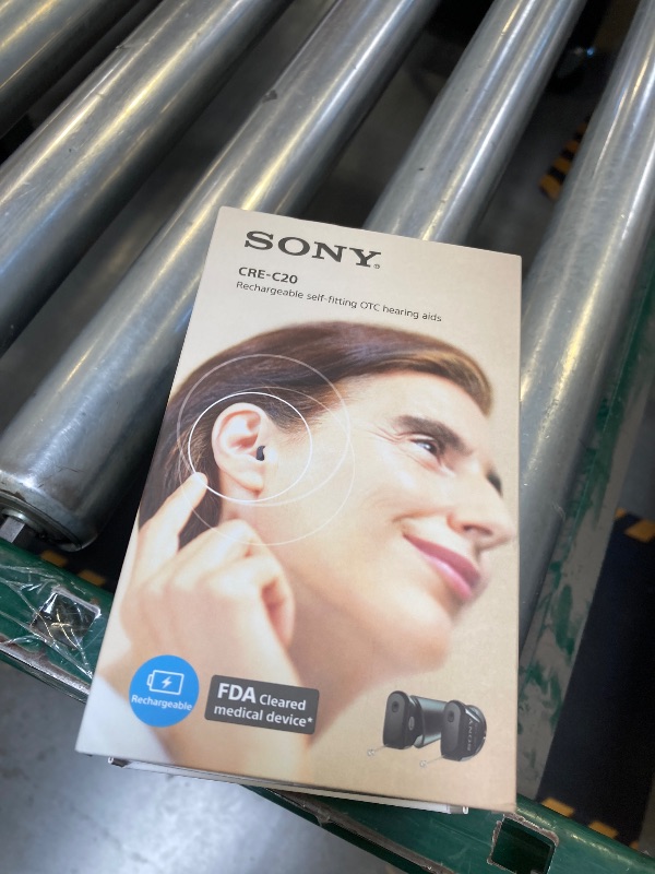 Photo 1 of USED-Needs cleaning--Sony CRE-C20 Self-Fitting OTC Hearing Aids for Mild to Moderate Hearing Loss, Prescription-Grade Sound Quality, Compact Virtually Invisible Design, Customizable App, and Rechargeable Battery