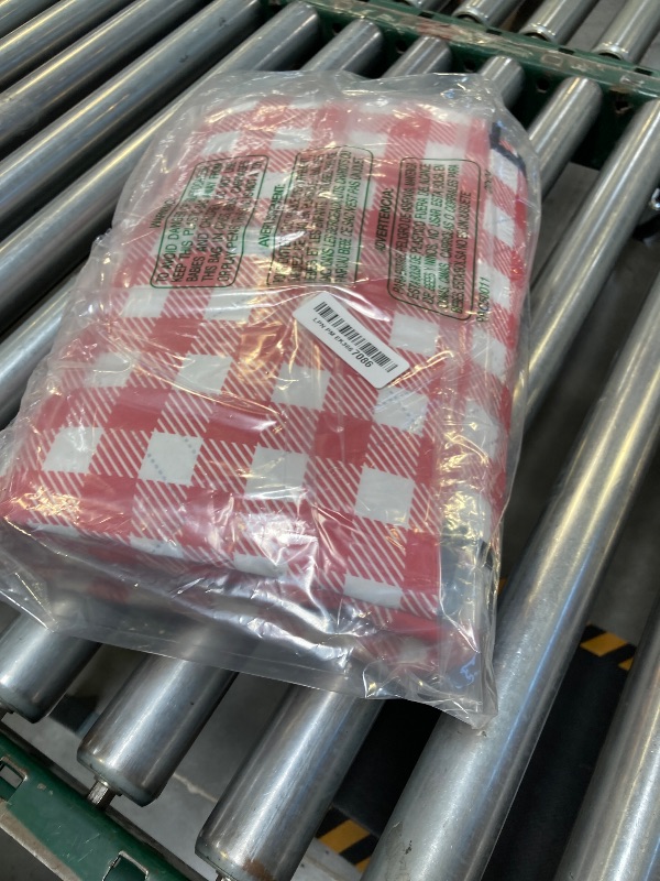 Photo 1 of ZAZE Picnic Blanket Extra Large Waterproof, 80''x80''Checkered Picnic Blankets Beach, Outdoor, Camping on Grass Accessories Couple Ideas Wedding Registry Gifts (Red and White)