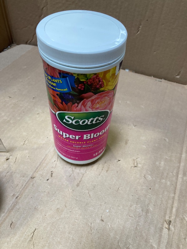 Photo 1 of *USED*--Scotts Super Bloom Water Soluble Plant Food, 2 lb - NPK 12-55-6 - Fertilizer for Outdoor Flowers, Fruiting Plants, Containers and Bed Areas - Feeds Plants Instantly