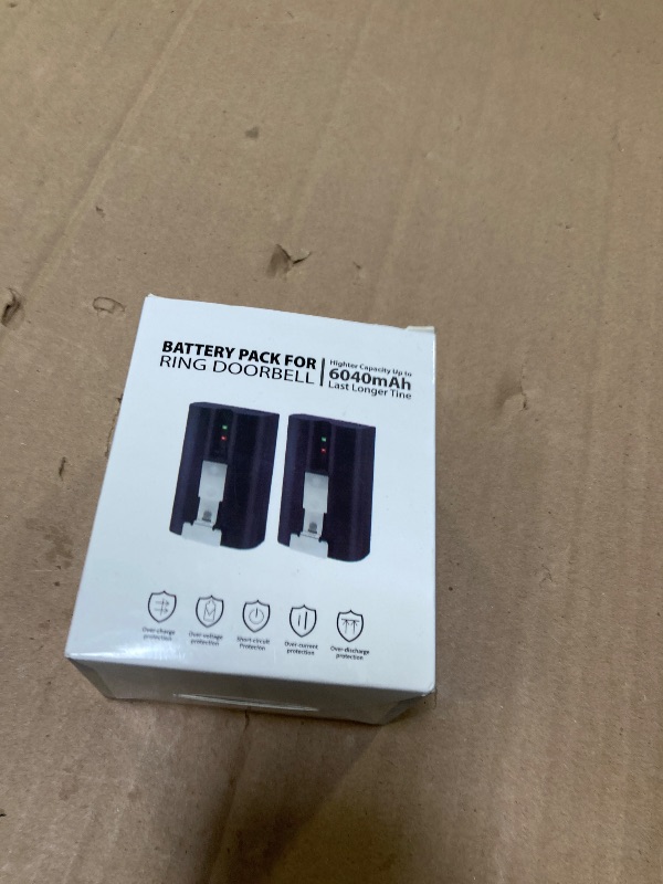Photo 1 of 2-Pcs 6040mAh Replacement Battery with Wired Charging Dock for Ring-Doorbell Camera 2/3/4, Spotlight Camera and Stick Up Cam, Blade 14 Rechargeable Upgraded Li-ion Batteries 3.65V Series