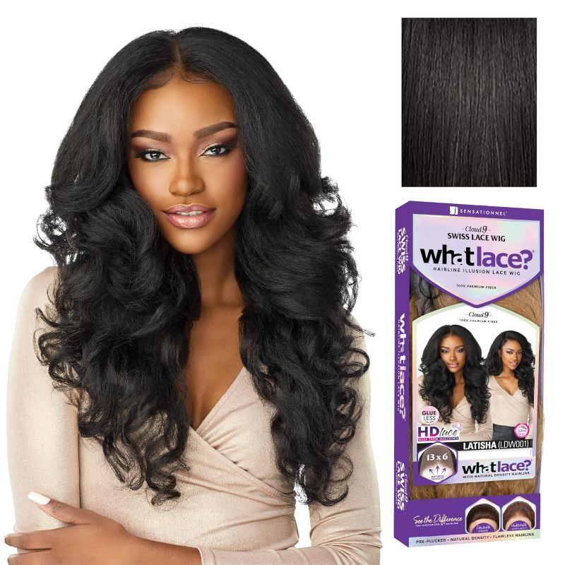 Photo 1 of Sensationnel What Lace 13X6 Wigs - Rashana Lacefrontal Hand Tied Glueless Synthetic with Natural Density Preplucked Hairline ( BLACK)