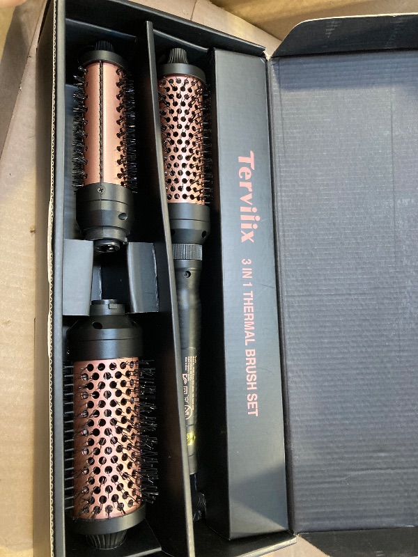 Photo 1 of Terviiix PRO Thermal Brush Set for Voluminous Style, Non-blowing Heated Round Brush with Adjustable Temp, 3-in-1 Curling Brush with Detachable Head(1.25'',1.5'',1.77''), 20S Fast Heating with Dual MCH