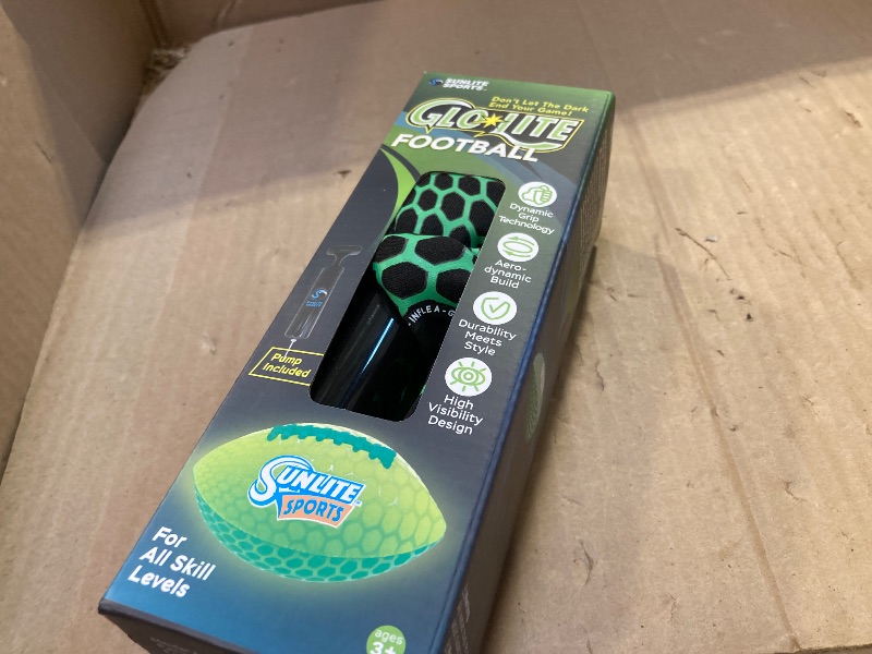 Photo 1 of Sunlite Sports Glow in The Dark Waterproof Football, Light Up at Night Outdoor Play, Pool Beach Lake Park Water Toy, for Kids Children Teens Adults