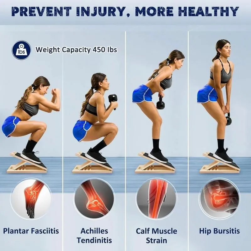 Photo 1 of Portable Wooden Slant Board for Calf Stretching Squats Calf Stretcher Physical Therapy Equipment Adjustable Incline Board for Knees Ankle Heel Feet Leg,springtok
